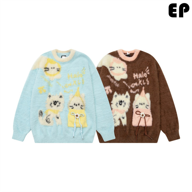 Women Knitted Sweater Pullover Pullover Cardigan Ripped Top