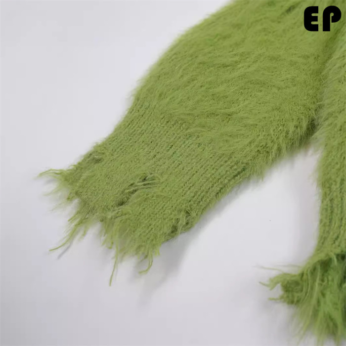 Women Knitted Sweater Pullover Pullover Cardigan Ripped Top