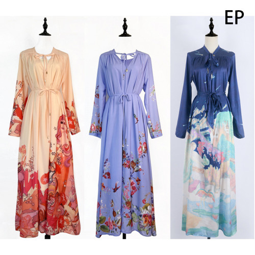 Women Elegant Pullover Suits collar Dress Long Dress V-neck Gown Jumper
