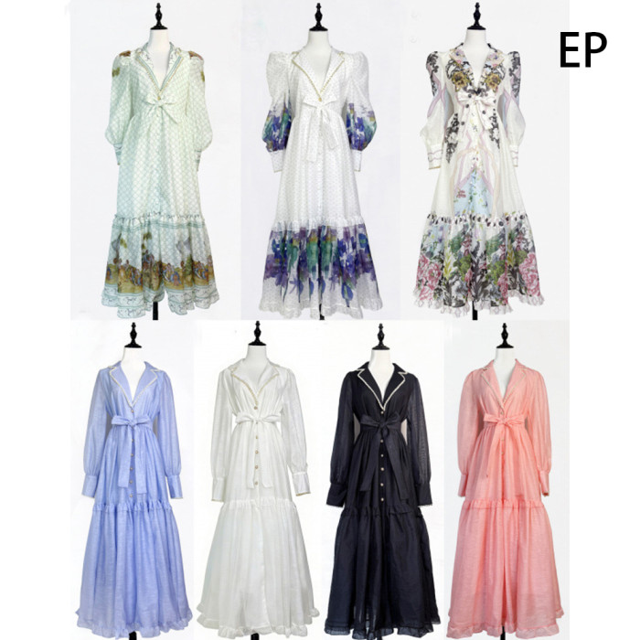 Women Elegant Pullover Suits collar Dress Long Dress V-neck Gown Jumper