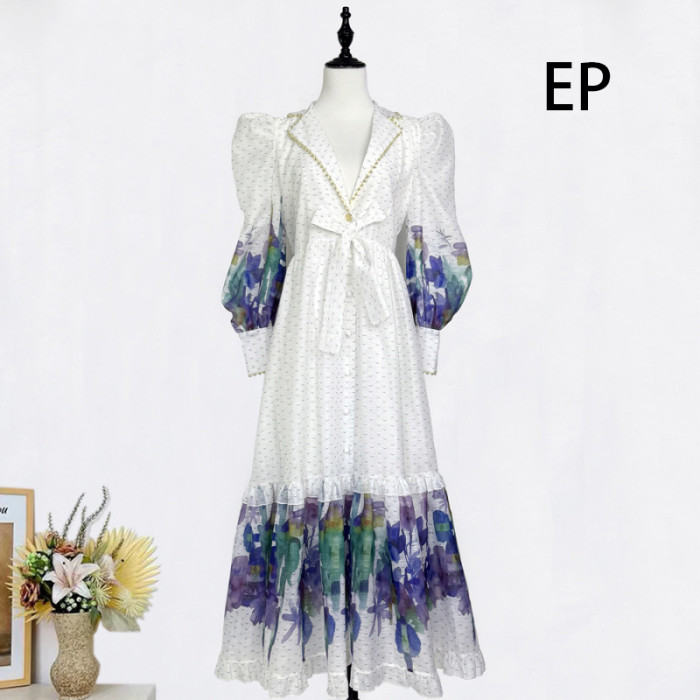 Women Elegant Pullover Suits collar Dress Long Dress V-neck Gown Jumper