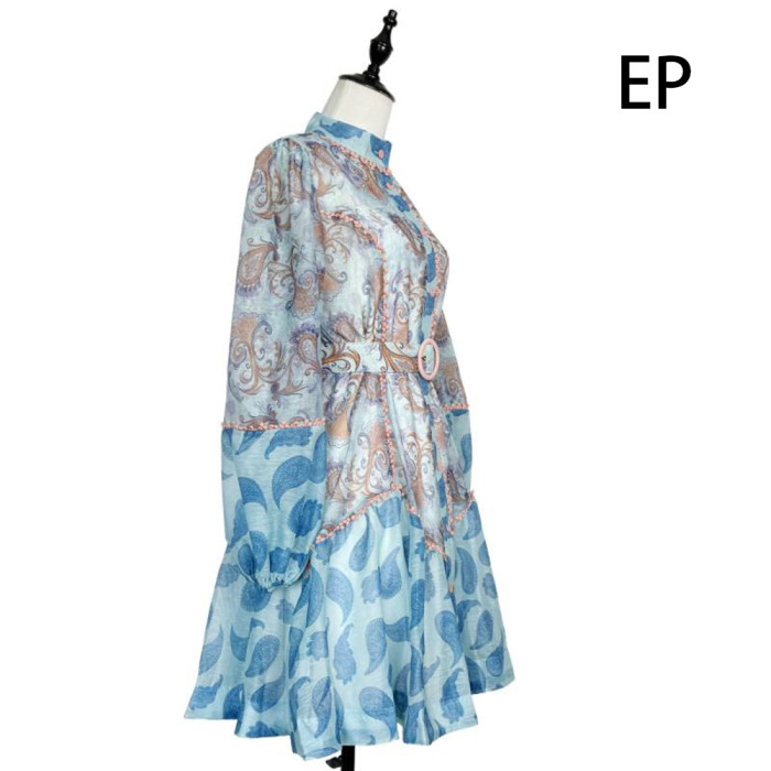 Women French Elegant Floral Print Midi Dress Summer Dress