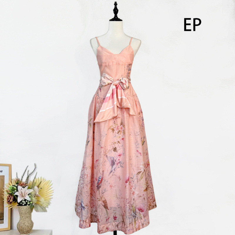 Women French Elegant  Floral Print Camisole Maxi Dress Summer Long Dress