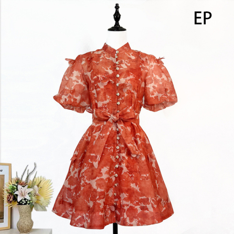 Women French Elegant  Floral Print Midi Dress Summer Dress