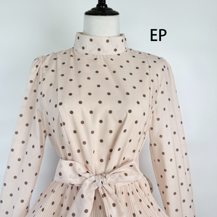 Women French Elegant  Dot Print Maxi Dress Summer Long Dress