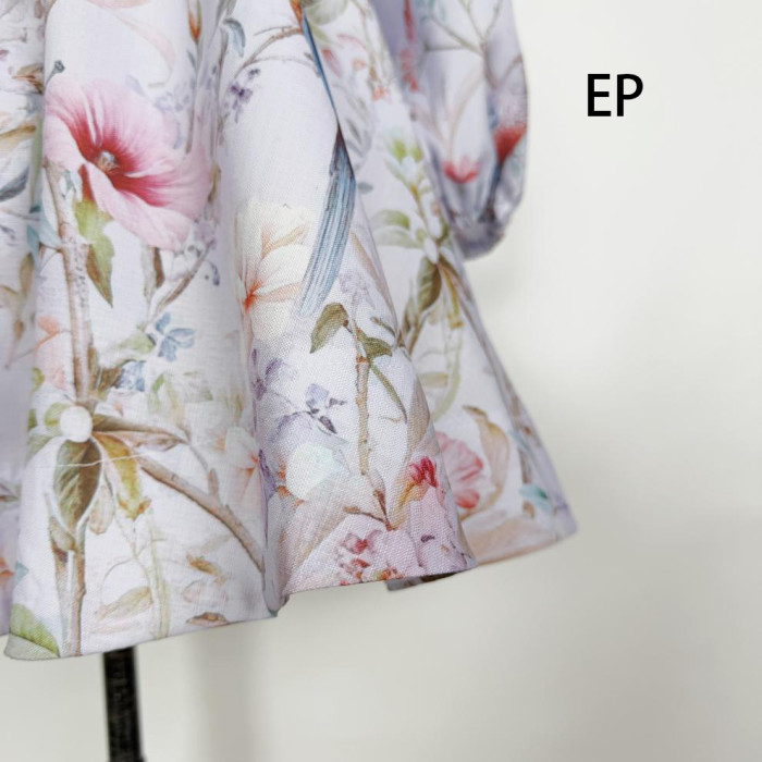 Women French Elegant Floral Print Midi Dress Summer Dress