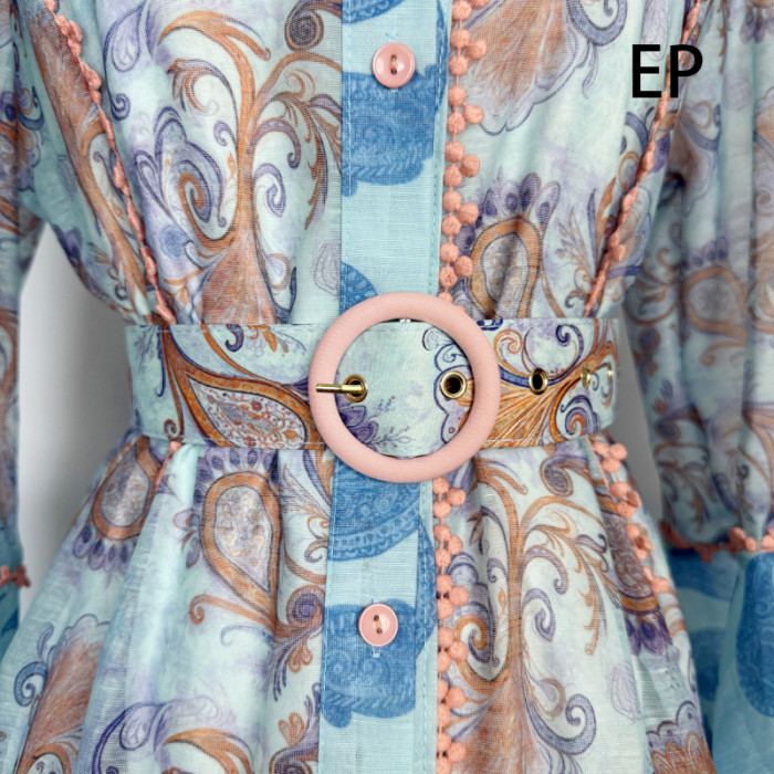 Women French Elegant Floral Print Midi Dress Summer Dress