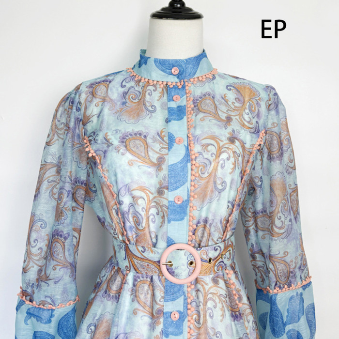 Women French Elegant Floral Print Midi Dress Summer Dress