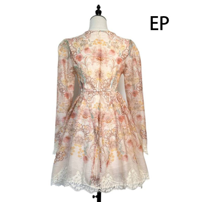 Women French Elegant Floral Print Midi Dress Summer Dress