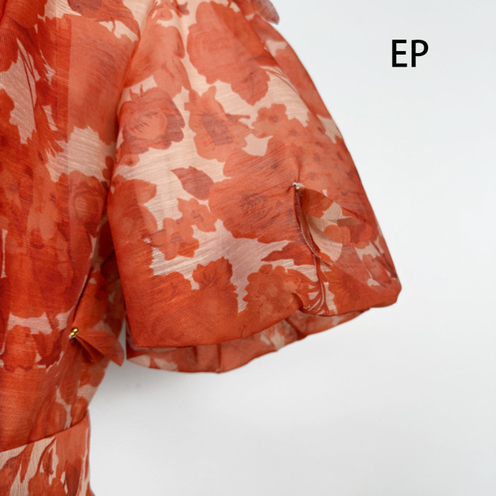 Women French Elegant  Floral Print Midi Dress Summer Dress