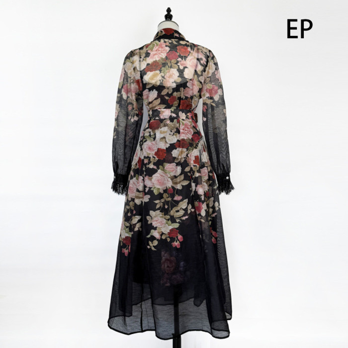 Women French Elegant  Floral Print Camisole Dress Summer Dress