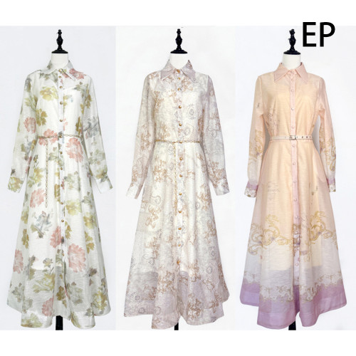 Women French Elegant Floral Print Maxi Dress Summer Long Dress