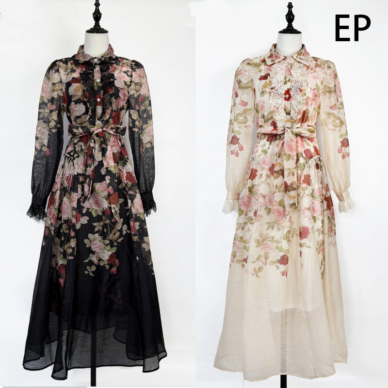 Women French Elegant  Floral Print Camisole Dress Summer Dress