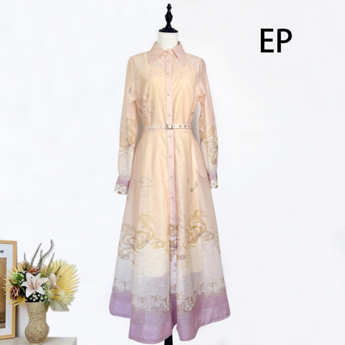 Women French Elegant Floral Print Maxi Dress Summer Long Dress