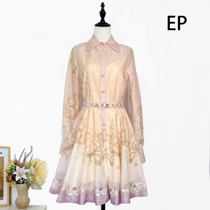 Women French Elegant Floral Print Midi Dress Summer Dress