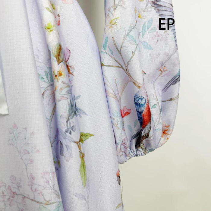 Women French Elegant Floral Print Maxi Dress Summer Long Dress