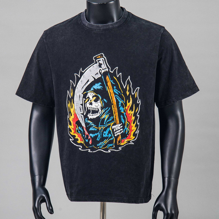 Vintage Oversized Graphic T-shirt Cotton Crewneck Tee Retro Streetwear Tops for Men Women Unisex