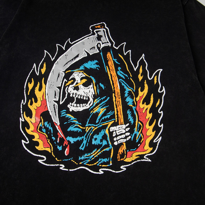 Vintage Oversized Graphic T-shirt Cotton Crewneck Tee Retro Streetwear Tops for Men Women Unisex