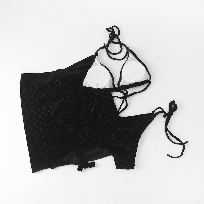 Women Three Piece Rhinestone Bikini Set Sport Bra Swimsuit Beach Thong Swimwear Bathing Suit Swimming Suit