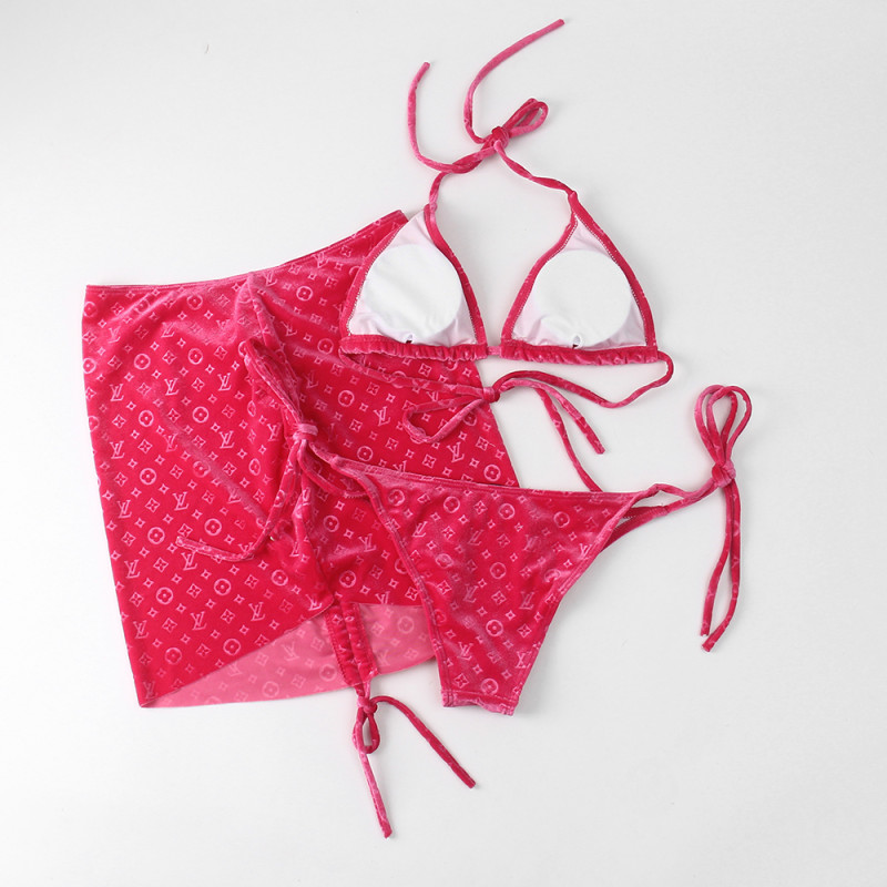 Women Three Piece Rhinestone Bikini Set Sport Bra Swimsuit Beach Thong Swimwear Bathing Suit Swimming Suit