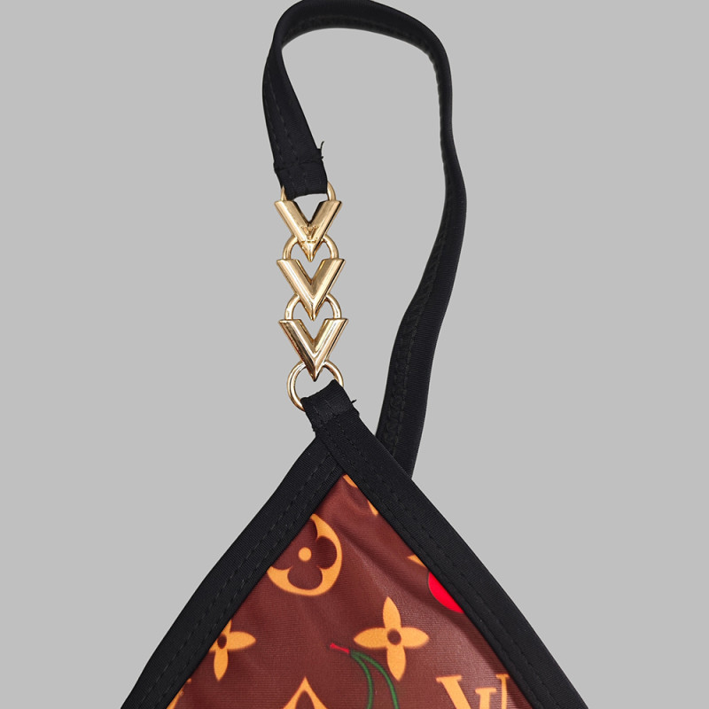 Women Three Piece Rhinestone Bikini Set Sport Bra Swimsuit Beach Thong Swimwear Bathing Suit Swimming Suit