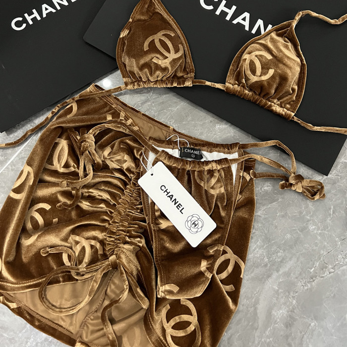 Women Three Piece Rhinestone Bikini Set Sport Bra Swimsuit Beach Thong Swimwear Bathing Suit Swimming Suit