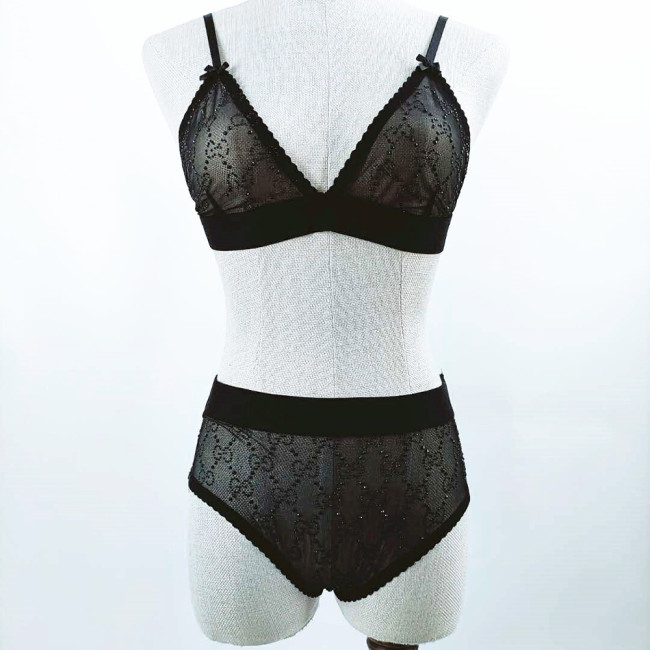 Women Two Piece Rhinestone Bikini Set Sport Bra Swimsuit Beach Thong Swimwear Bathing Suit Swimming Suit