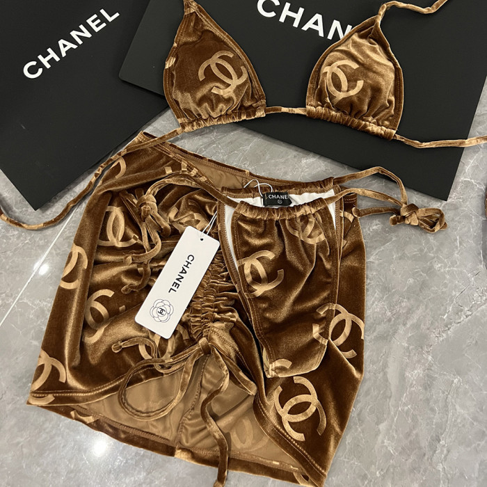 Women Three Piece Rhinestone Bikini Set Sport Bra Swimsuit Beach Thong Swimwear Bathing Suit Swimming Suit