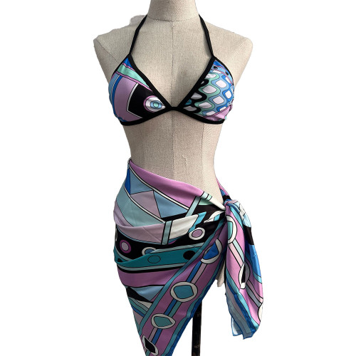 Women Three Piece Rhinestone Bikini Set Sport Bra Swimsuit Beach Thong Swimwear Bathing Suit Swimming Suit