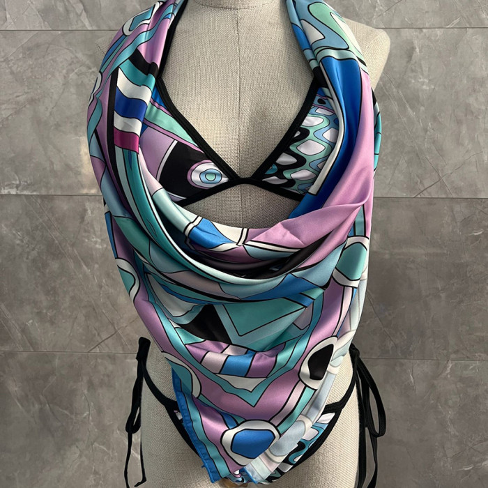 Women Three Piece Rhinestone Bikini Set Sport Bra Swimsuit Beach Thong Swimwear Bathing Suit Swimming Suit