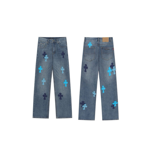 Men Vintage Distressed Denim Jeans Straight Leg Trousers Streetwear Pants Casual Bottoms Joggers Clothes Women