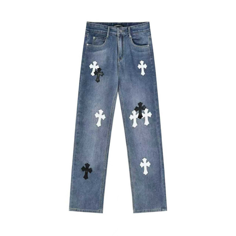 Men Vintage Distressed Denim Jeans Straight Leg Trousers Streetwear Pants Casual Bottoms Joggers Clothes Women