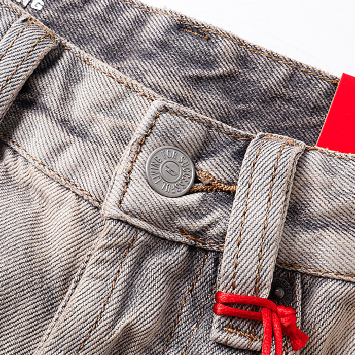 Men Retro Loose Fit Jeans straight-leg Pants Streetwear Bottoms Daily Casual Trousers Unisex