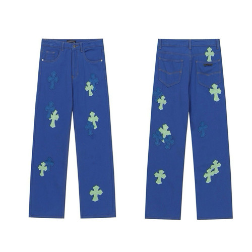 Men Vintage Distressed Denim Jeans Straight Leg Trousers Streetwear Pants Casual Bottoms Joggers Clothes Women