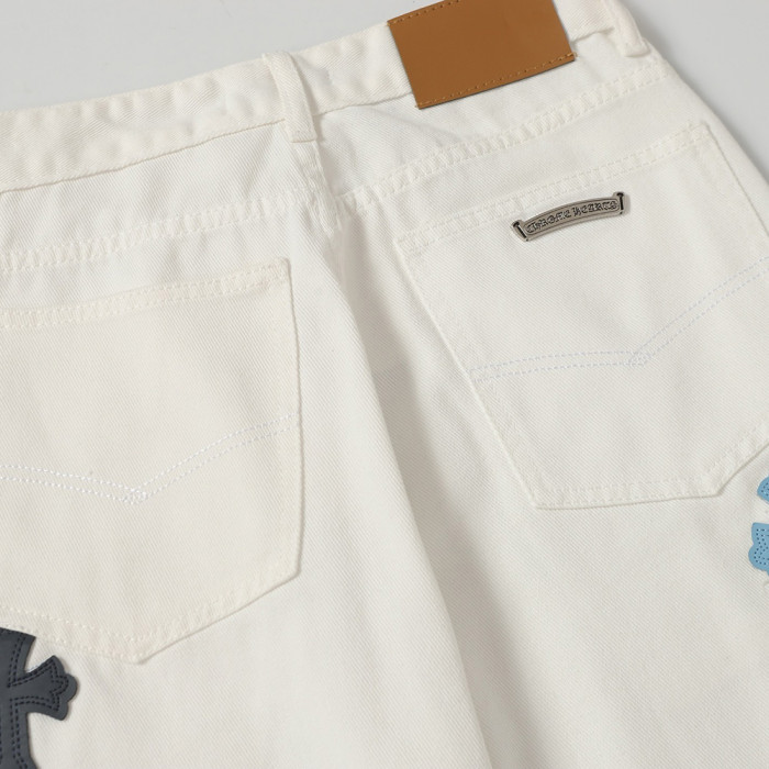 Men Vintage Distressed Denim Jeans Straight Leg Trousers Streetwear Pants Casual Bottoms Joggers Clothes Women