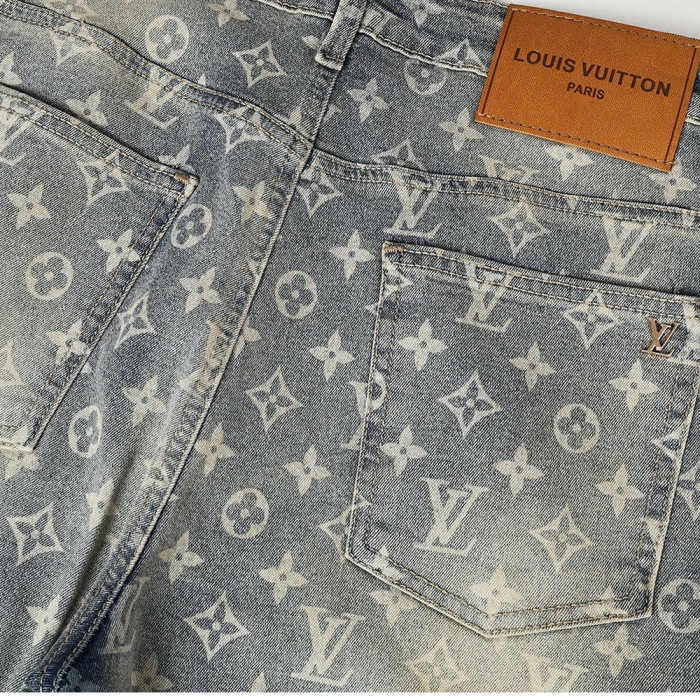 Men Vintage Distressed Denim Full Print Jeans Straight Leg Trousers Streetwear Pants Casual Bottoms Joggers Clothes Women