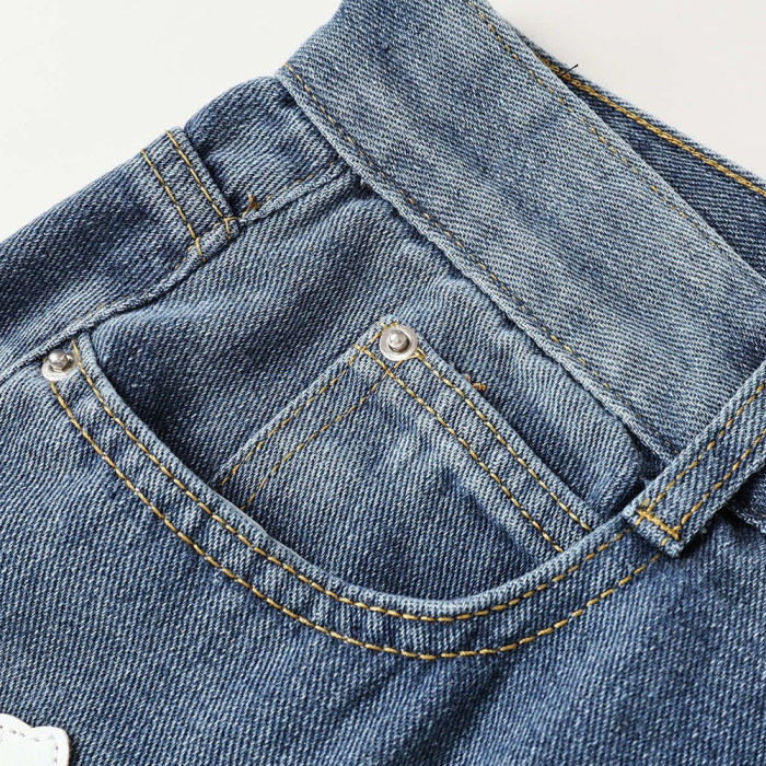 Men Vintage Distressed Denim Jeans Straight Leg Trousers Streetwear Pants Casual Bottoms Joggers Clothes Women