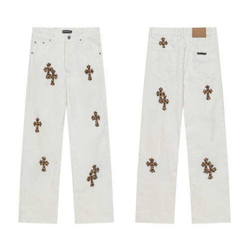 Men Vintage Distressed Denim Jeans Straight Leg Trousers Streetwear Pants Casual Bottoms Joggers Clothes Women