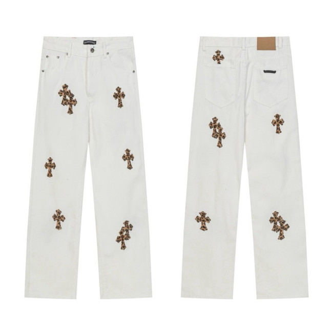 Men Vintage Distressed Denim Jeans Straight Leg Trousers Streetwear Pants Casual Bottoms Joggers Clothes Women