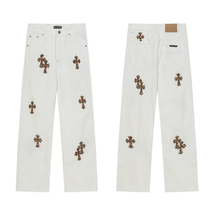 Men Vintage Distressed Denim Jeans Straight Leg Trousers Streetwear Pants Casual Bottoms Joggers Clothes Women