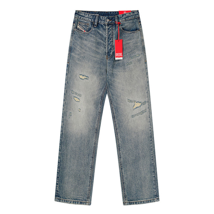 Men Retro Loose Fit Jeans straight-leg Pants Streetwear Bottoms Daily Casual Trousers Unisex