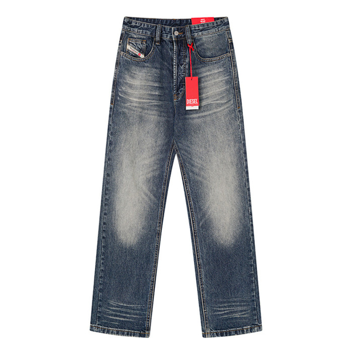 Men Retro Loose Fit Jeans straight-leg Pants Streetwear Bottoms Daily Casual Trousers Unisex