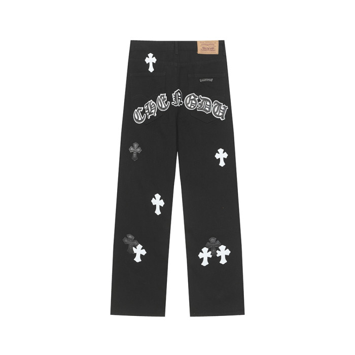 Men Vintage Distressed Denim Jeans Straight Leg Trousers Streetwear Pants Casual Bottoms Joggers Clothes Women