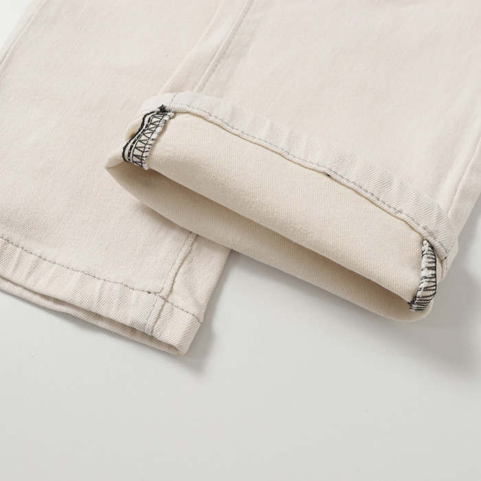 Men Vintage Distressed Denim Jeans Straight Leg Trousers Streetwear Pants Casual Bottoms Joggers Clothes Women