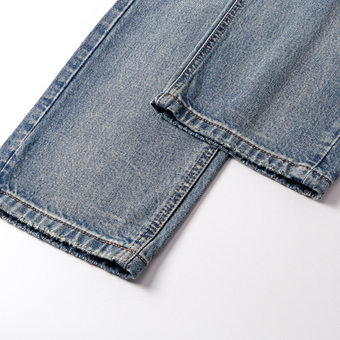 Men Retro Loose Fit Jeans straight-leg Pants Streetwear Bottoms Daily Casual Trousers Unisex