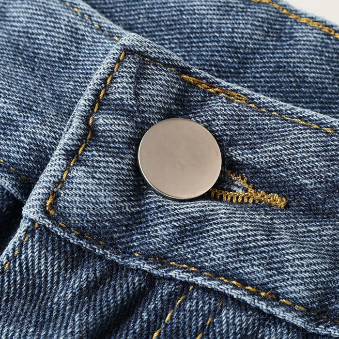 Men Vintage Distressed Denim Jeans Straight Leg Trousers Streetwear Pants Casual Bottoms Joggers Clothes Women