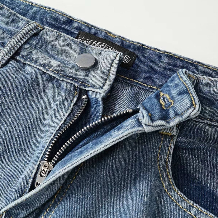 Men Vintage Distressed Denim Jeans Straight Leg Trousers Streetwear Pants Casual Bottoms Joggers Clothes Women