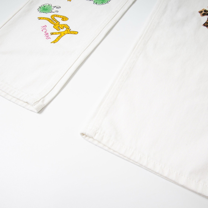 Men Vintage Distressed Denim Jeans Straight Leg Trousers Streetwear Pants Casual Bottoms Joggers Clothes Women