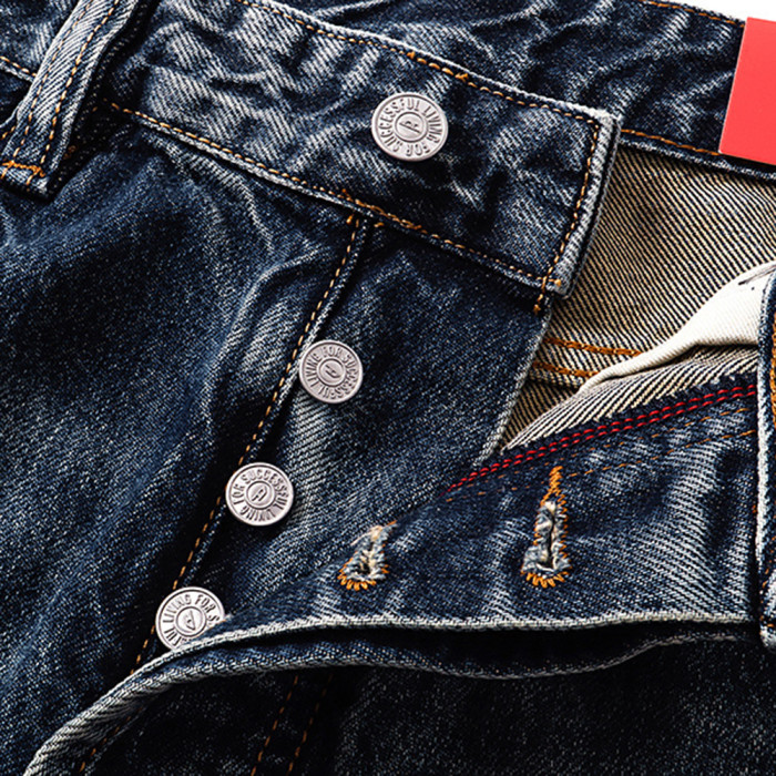 Men Retro Loose Fit Jeans straight-leg Pants Streetwear Bottoms Daily Casual Trousers Unisex