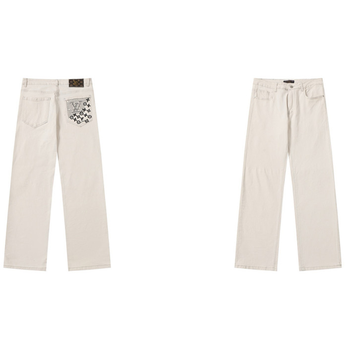 Men Vintage Distressed Denim Jeans Straight Leg Trousers Streetwear Pants Casual Bottoms Joggers Clothes Women